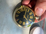 Sheffield Pocket Watch Black Face Gold trim Vtg Aluminum Case Works