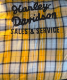 HARLEY DAVIDSON LADIES LARGE BLACK/GOLD/WHITE PLAID SHIRT NEW!