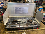 Hillary propane camping stove 2 burner Portable Fold up Cook Grill Camp Survival