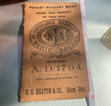 Antique Insurance Note Pad 1889 R. G. Heaton & Co. Salem Oh