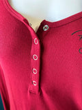 HARLEY DAVIDSON LADIES SIZE LARGE BURGUNDY LONG SLEEVE BUTTON TOP RIBBED SHIRT