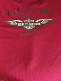 HARLEY DAVIDSON LADIES SIZE LARGE BURGUNDY LONG SLEEVE BUTTON TOP RIBBED SHIRT