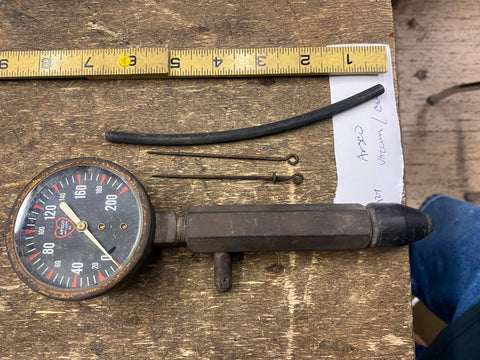 Arsco NY Compression Vacuum Tester Vtg Tool Antique Advertising Sign Oil Gas CAn