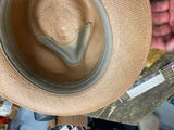 Stetson Aficionado Panama Fedora Band Straw Hat butterscotch Med Gangster Dress