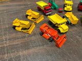 Vtg England Lot of 13 Matchbox Construction Vehicles & Cars Bulldozer Dump truck