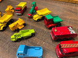 Vtg England Lot of 13 Matchbox Construction Vehicles & Cars Bulldozer Dump truck