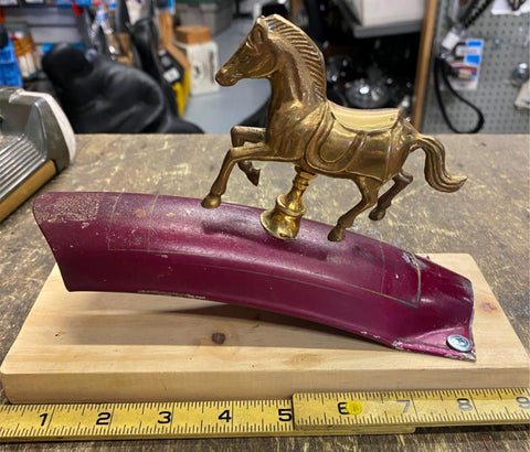 Vtg Horse Bicycle Trophy Brass Motorcycle Harley panhead knucklehead fender trim
