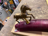 Vtg Horse Bicycle Trophy Brass Motorcycle Harley panhead knucklehead fender trim