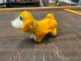 Vintage 1980s Mascot Wind Up Toy Dog Wearing Gold Toned Chain