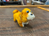 Vintage 1980s Mascot Wind Up Toy Dog Wearing Gold Toned Chain