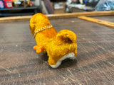 Vintage 1980s Mascot Wind Up Toy Dog Wearing Gold Toned Chain