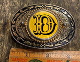 Vtg D Belt Buckle Western John Wayne Cowboy Fancy USA Initials Rode