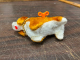 Vintage 1980s Mascot Wind Up Toy Dog Wearing Gold Toned Chain