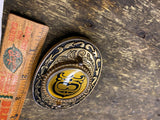 Vtg D Belt Buckle Western John Wayne Cowboy Fancy USA Initials Rode