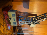 Vtg Railroad Train Tower Crane Wind Up Tin Toy West Germany US Gely Litho Lionel