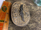Vtg Belt Buckle Western Cowboy Fancy Eagle Floral Scroll 70's Dress Acc Rodeo!