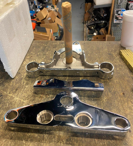 Chrome Triple Trees Harley Shovelhead Panhead Softail 41mm Wide Glide Chopper 49