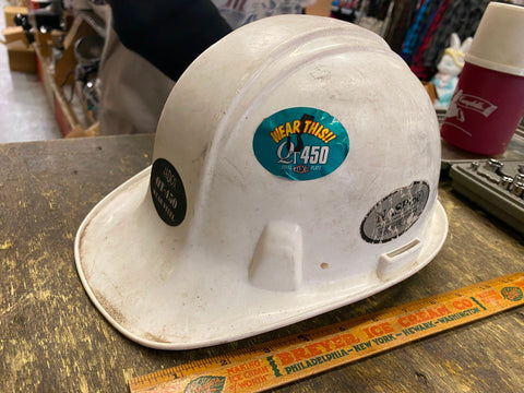 Vtg jadco qt-450 hard hat Cap Steel Mill Plant Construction USA White Robinson