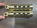 Solid Brass Drilled Custom Footpegs Harley Sportster Dyna Softail Chopper Motorc