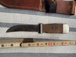 Vtg 4" Fixed Blade Hunting Knife Wood Handle Sheath Custom Handmade Dagger Bowie