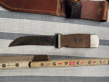 Vtg 4" Fixed Blade Hunting Knife Wood Handle Sheath Custom Handmade Dagger Bowie