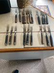 Antique Civil War Utensils 3-Tine Forks Wooden Handle Flatware Pewter 1860's Lot