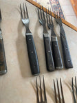 Antique Civil War Utensils 3-Tine Forks Wooden Handle Flatware Pewter 1860's Lot