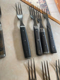 Antique Civil War Utensils 3-Tine Forks Wooden Handle Flatware Pewter 1860's Lot