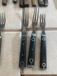 Antique Civil War Utensils 3-Tine Forks Wooden Handle Flatware Pewter 1860's Lot