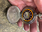 1990 Harley Fatboy Gray Ghost Franklin Mint Pocket Watch & Stand EAgle Vtg Acc!