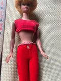 Vtg 1958 Barbie 1962 Midge Blonde Bubble Cut Hair Doll Cutoff Top Beachwear outf