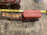 Pair Cast Iron Ice Horse Carriage Driver Vtg Pure lake Toys Wagon Cart Collectib