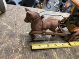 Pair Cast Iron Ice Horse Carriage Driver Vtg Pure lake Toys Wagon Cart Collectib