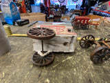 Pair Cast Iron Ice Horse Carriage Driver Vtg Pure lake Toys Wagon Cart Collectib