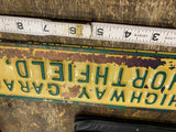 Vtg 30s Northfield Ohio License Plate Topper Highway Garage Car Dealer Auto Sign