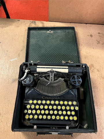 vtg Antique 1930s Made In USA Corona Four Portable Typewriter With Orig Case