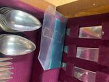 heirloom silver-plated flatware set Rogers bros Gold Wood Box Case Vtg Silverwar