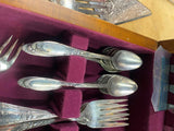 heirloom silver-plated flatware set Rogers bros Gold Wood Box Case Vtg Silverwar