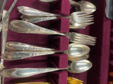 heirloom silver-plated flatware set Rogers bros Gold Wood Box Case Vtg Silverwar