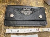 Vtg Harley Davidson Leather Bi fold Wallet Chain Biker Trucker Shovelhead Panhea