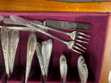heirloom silver-plated flatware set Rogers bros Gold Wood Box Case Vtg Silverwar