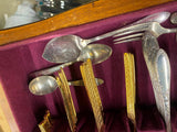 heirloom silver-plated flatware set Rogers bros Gold Wood Box Case Vtg Silverwar