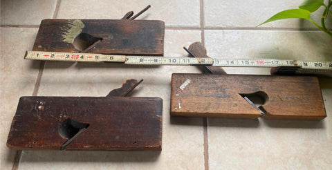 Vtg Lot Of 3 Handmade Wood Working Hand Plane Tools Carpenter Wooden Antique USA