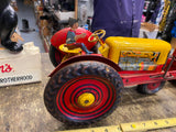 Vtg Louis Marx 50's Tin Toy Tractor front Loader Driver Litho Farm Equipment!