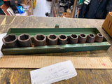 Vtg Japan S&K 1/2 Drive Socket Set tray 7/16-1" Tools Chrome Vandamin Steel Indu