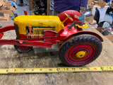 Vtg Louis Marx 50's Tin Toy Tractor front Loader Driver Litho Farm Equipment!