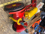 Vtg Louis Marx 50's Tin Toy Tractor front Loader Driver Litho Farm Equipment!
