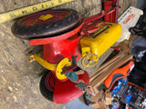 Vtg Louis Marx 50's Tin Toy Tractor front Loader Driver Litho Farm Equipment!
