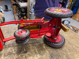 Vtg Louis Marx 50's Tin Toy Tractor front Loader Driver Litho Farm Equipment!