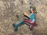 Vtg Louis Marx 50's Tin Toy Tractor front Loader Driver Litho Farm Equipment!